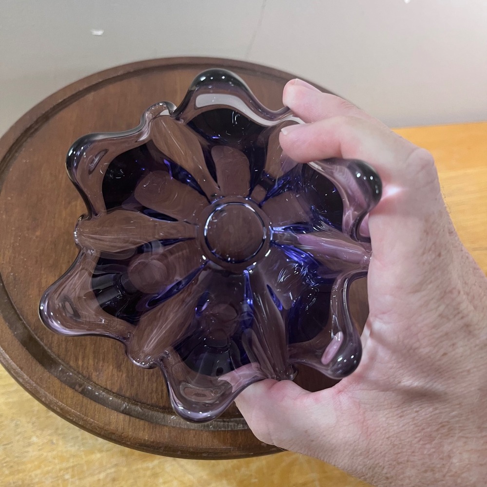 Vtg Viking Thistle Amethyst Purple Swung Glass Bowl Mid Century Modern MCM 5.5"‎ - Picture 5 of 9